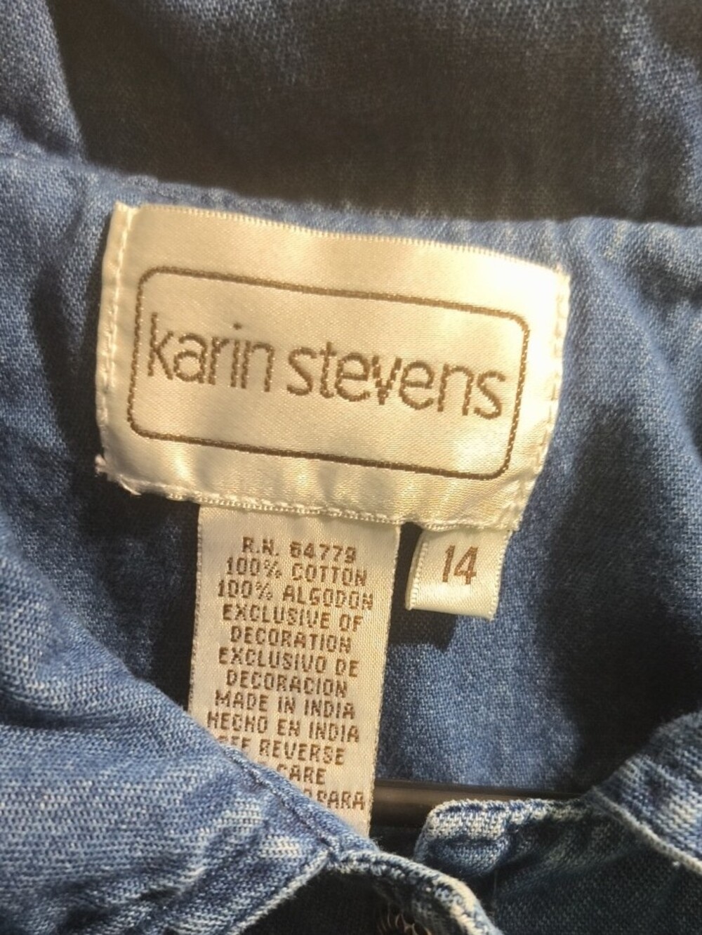 karin stevens Short-Sleeve Denim Button-Front Shirt - Blue - Picture 2 of 4